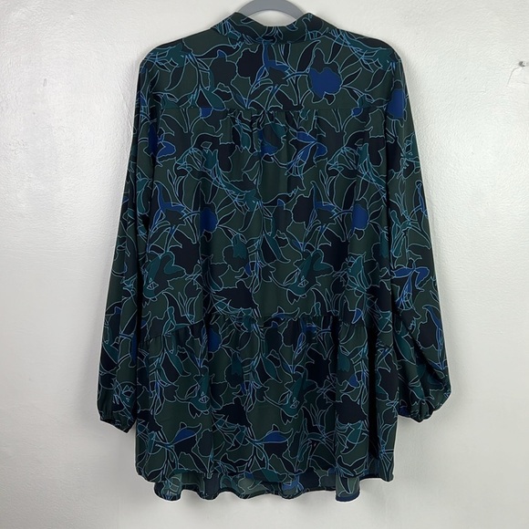 Logo By Lori Goldstein Women’s 1X Button Up Long Sleeve Print Tunic Blouse - Picture 2 of 7